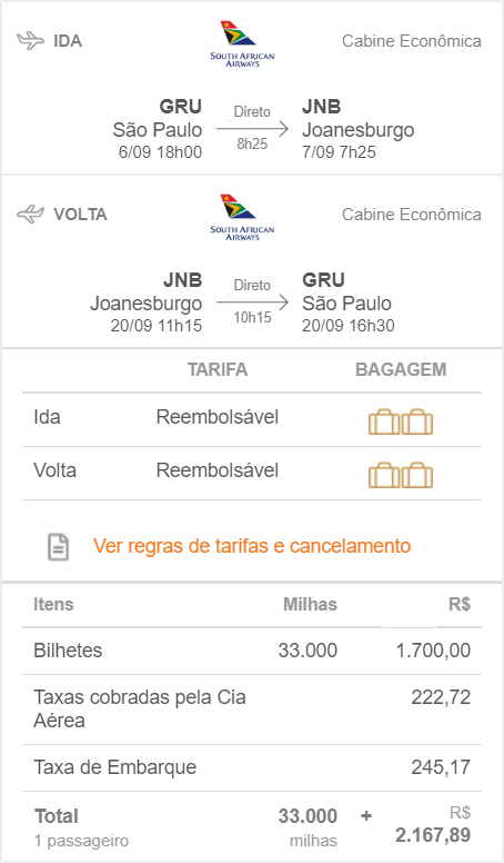 Passagem para a África do Sul - Programa Smiles e South African Airways (SAA)