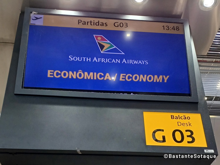 Balcão da South African Airways (SAA) no aeroporto de Guarulhos.